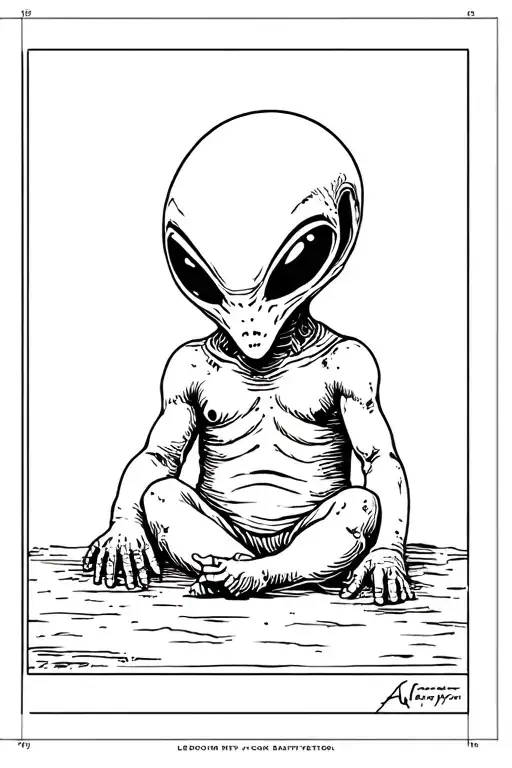Alien Creepy Baby tattoo design idea