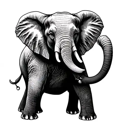 elephant, standing on two back legs tattoo design idea