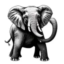 elephant, standing on two back legs tattoo design idea
