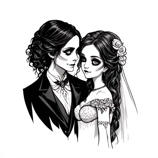 Victor and Emily Corpse bride tattoo design idea