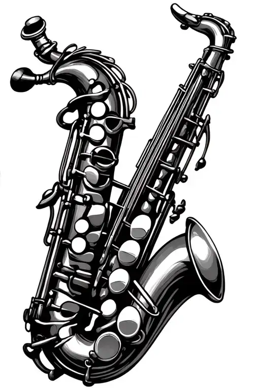 saxophone keys fading tattoo design idea