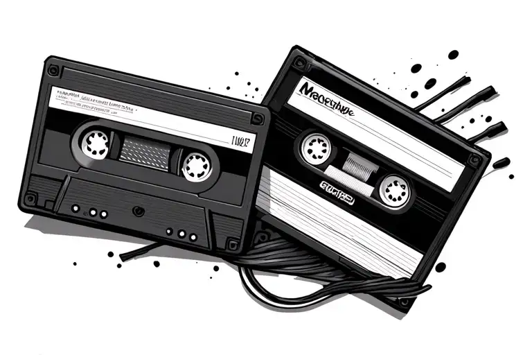 vhs tape and cassette tape tattoo design idea
