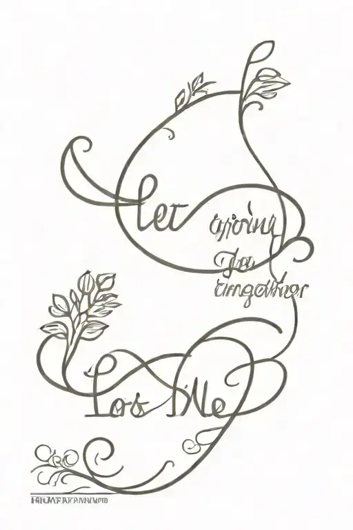 infinity symbol, heartbeat and wave next to quote "Let's grow together, you inspire me and give me support like no other.." tattoo design idea