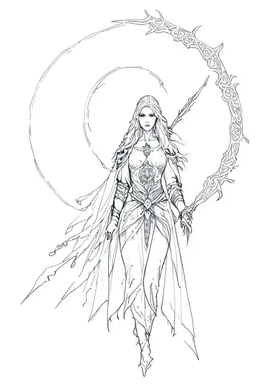 malenia from elden ring second phase design tattoo design idea
