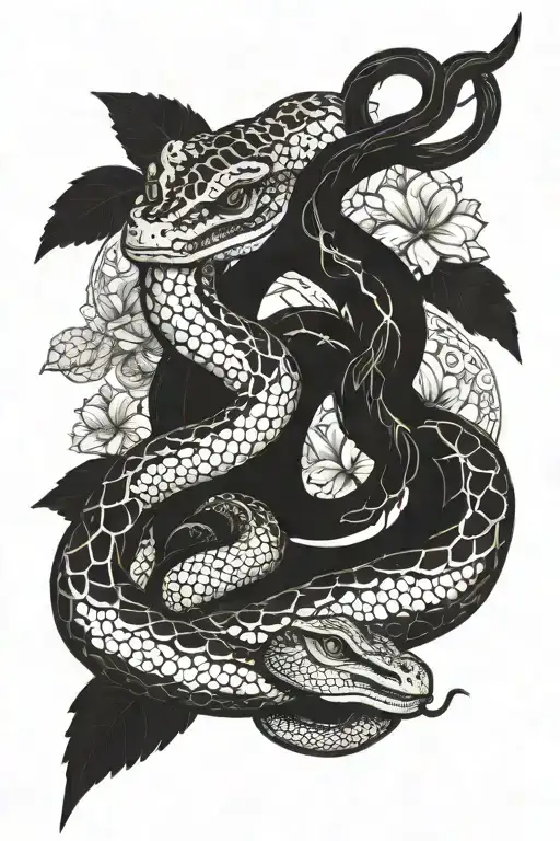 ayahuasca and boa constrictor tattoo design idea
