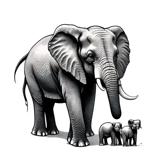Elephant And 3 Babies tattoo design idea