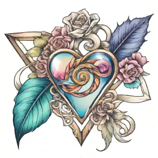 colorful infinity symbol triangle blooming heart shape tattoo design idea