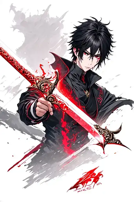 Persona 5 Goro Akechi Red Sword tattoo design idea