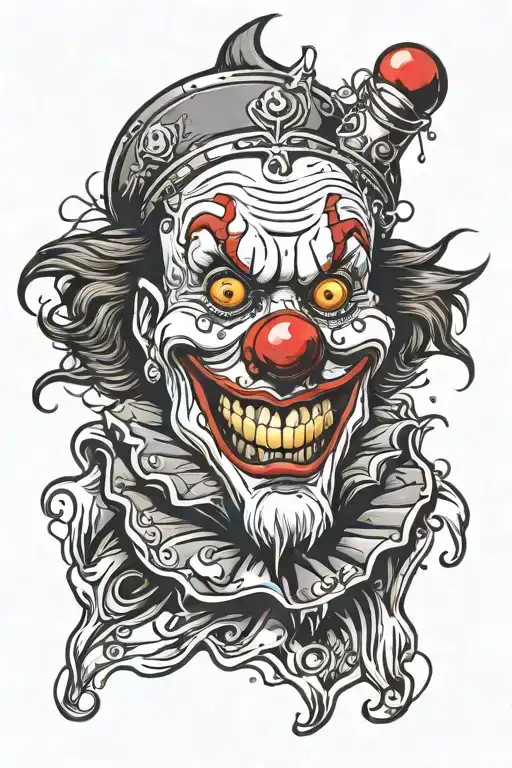 Scary clown tattoo design idea