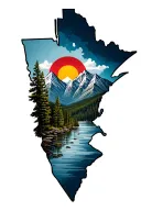 Minnesota and colorado mountains transition tattoo design idea