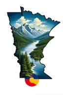 Minnesota and colorado mountains transition tattoo design idea