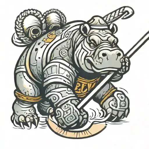 hippo hockey tattoo design idea