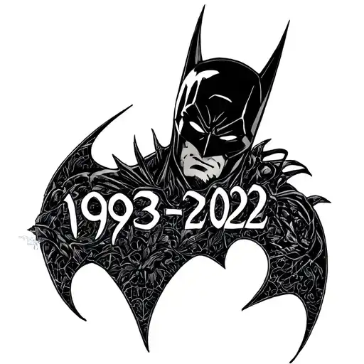 "1993-2022" Batman symbol intertwined tattoo design idea
