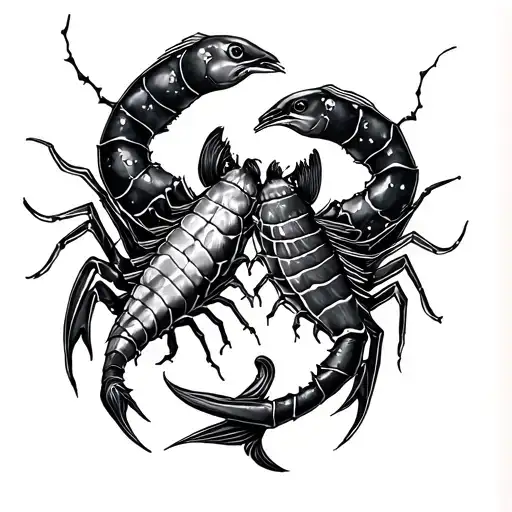 scorpio and pisces in love tattoo design idea