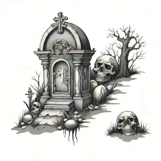 Graveyard Realistic tattoo design idea