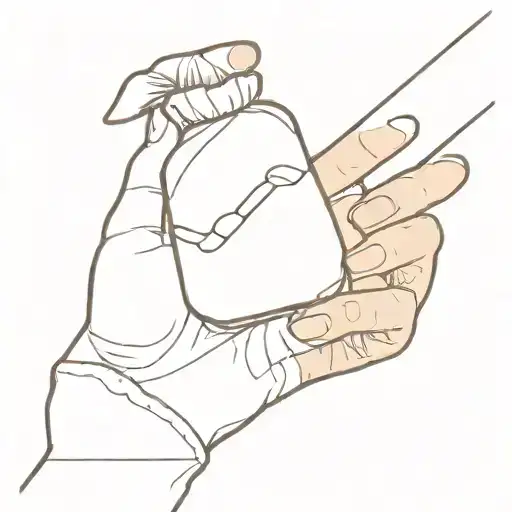 a hand holding a small bag of salt  tattoo design idea