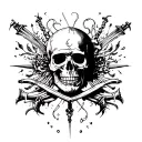 existential,niahlistic,chaotic , anarchy,peace and contradiction,love, pirate like tatoos tattoo design idea
