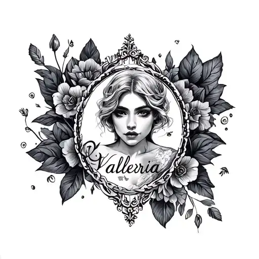 Valeria written across tattoo design idea