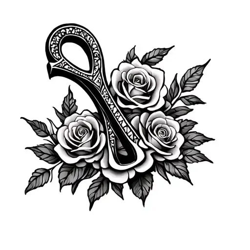 ankh symbol made of roses tattoo design idea