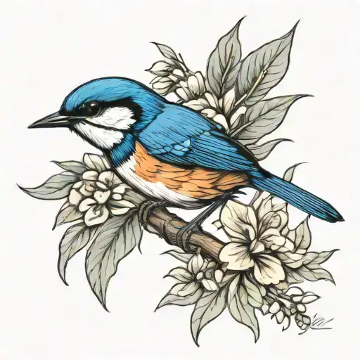 blue wren bird tattoo design idea