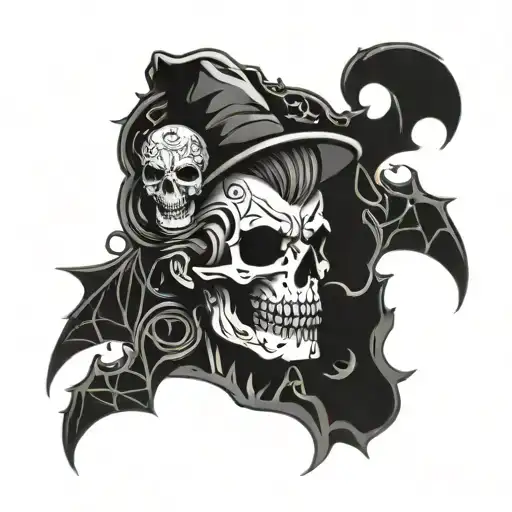 halloween theme sleeve tattoo design idea
