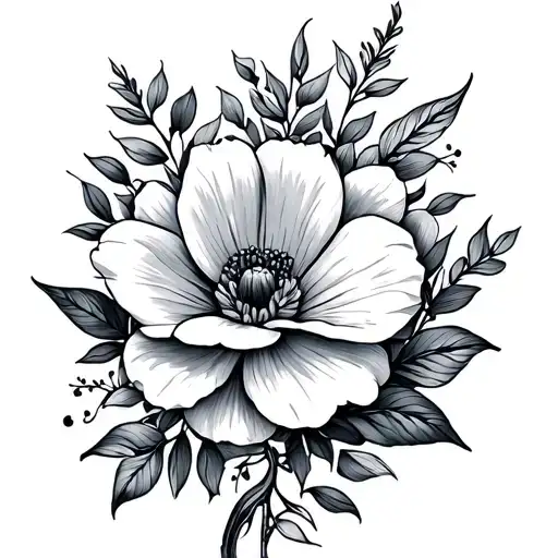 grandparent memory flower intertwined tattoo design idea