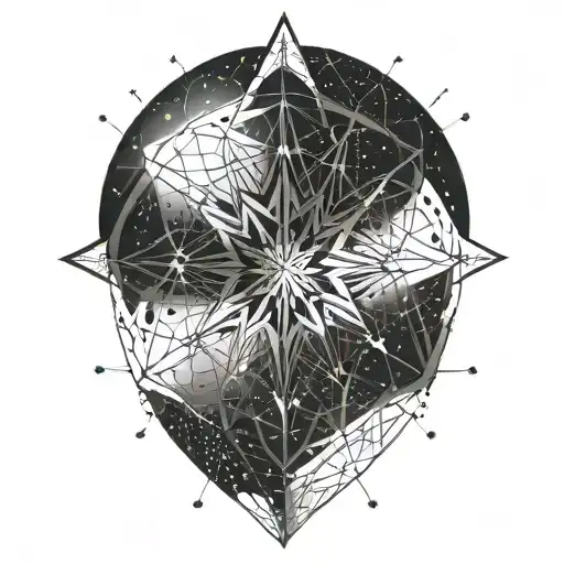 constellation of stars connected like neurons as mandala tattoo design idea
