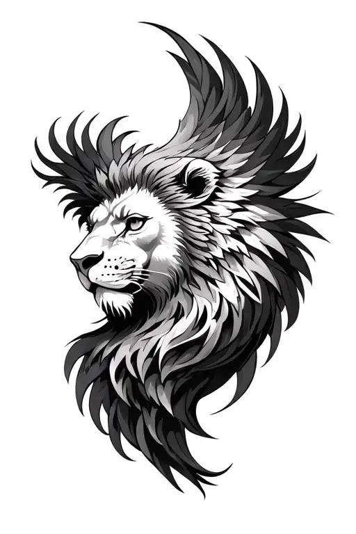 Lion head an phoenix rising phoenix tattoo design idea