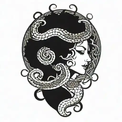 Medusa head with snake hair tattoo design idea
