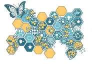hexagonal honeycomb cells tattoo design idea