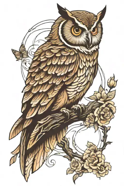 Design a full-wrap half-sleeve tattoo for the left arm with an owl as the central element symbolizing wisdom and persona tattoo design idea