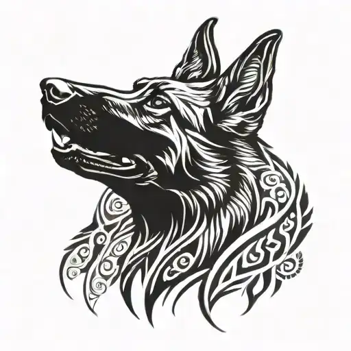 black german shepherd dog tattoo design idea