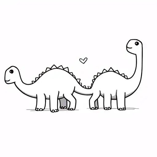 A line work design of 2 cute dinosaur tattoo design idea