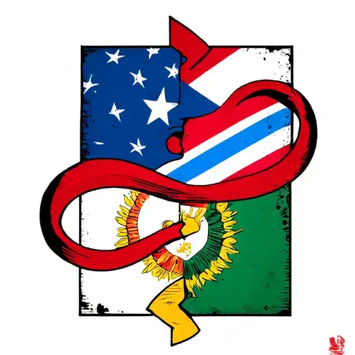 ok i’m thinking about and infinity symbol with 4 different parts of the symbol being flags of my nationality (Puerto ric tattoo design idea
