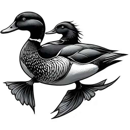 duck twin flame fishing stickers tattoo design idea