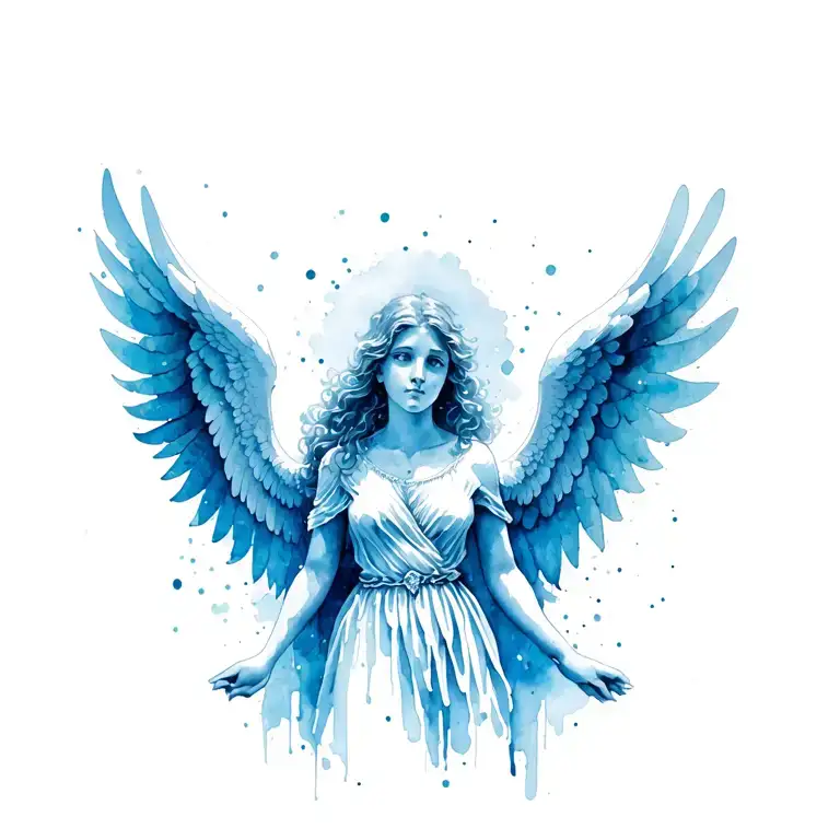 angel with wings tattoo design idea