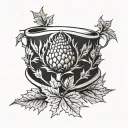 Scottish thistle and canadian maple leaf wedding ring  tattoo design idea