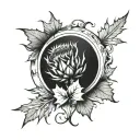 Scottish thistle and canadian maple leaf wedding ring  tattoo design idea
