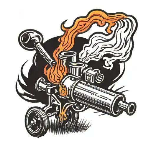 flamethrower burns grass tattoo design idea