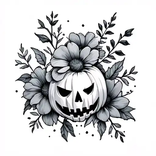 Halloween flowers themed tattoo design representing tattoo design idea