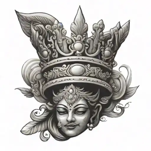 Hindu crowns symbolizing royalty with RRR underneath tattoo design idea