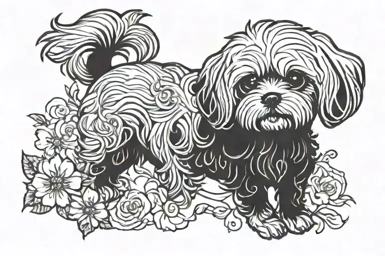 Maltese dog tattoo design idea