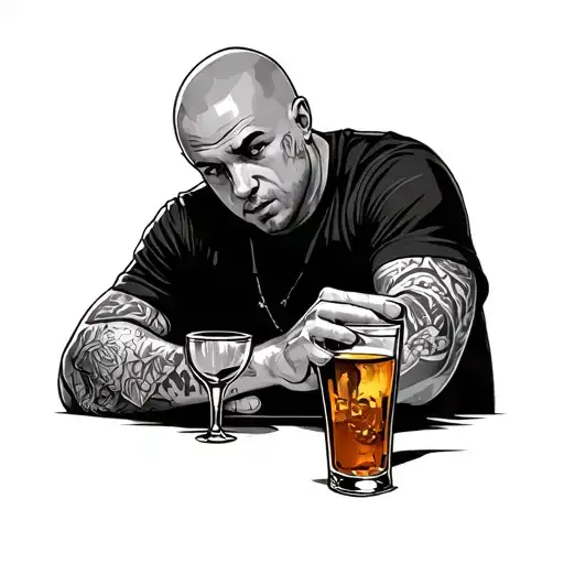 skinheads drunk at a bar tattoo design idea