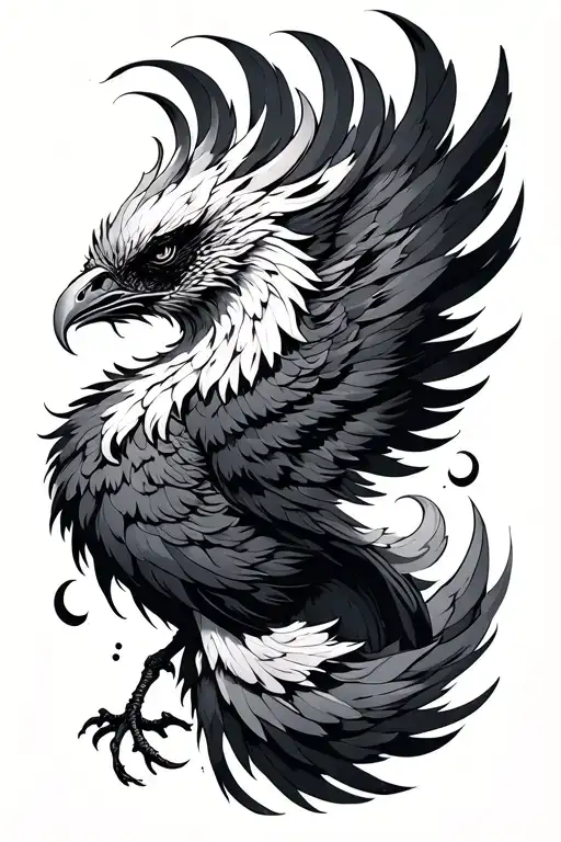 simple phoenix asian style tattoo design idea
