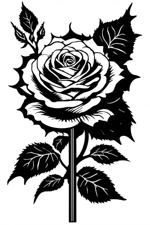 Letter opener with a rose wrapped around it luminous points tattoo design idea