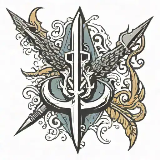 something with ukraine trident symbol tattoo design idea