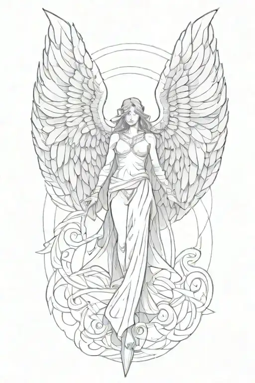 angle with wings coming downwards tattoo design idea