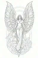 angle with wings coming downwards tattoo design idea