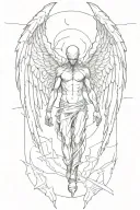 angle with wings coming downwards tattoo design idea