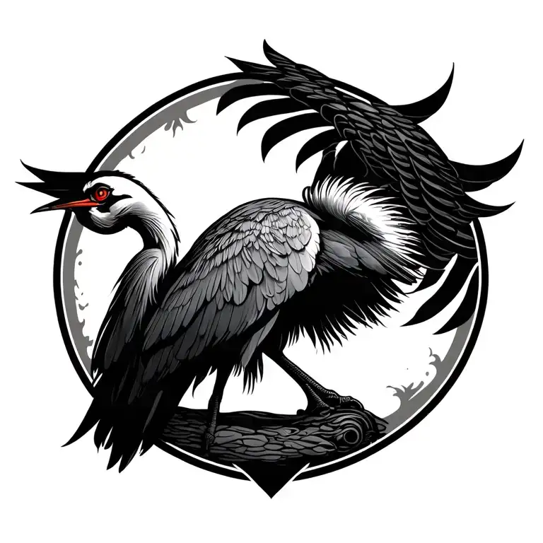 crane bird tattoo design idea